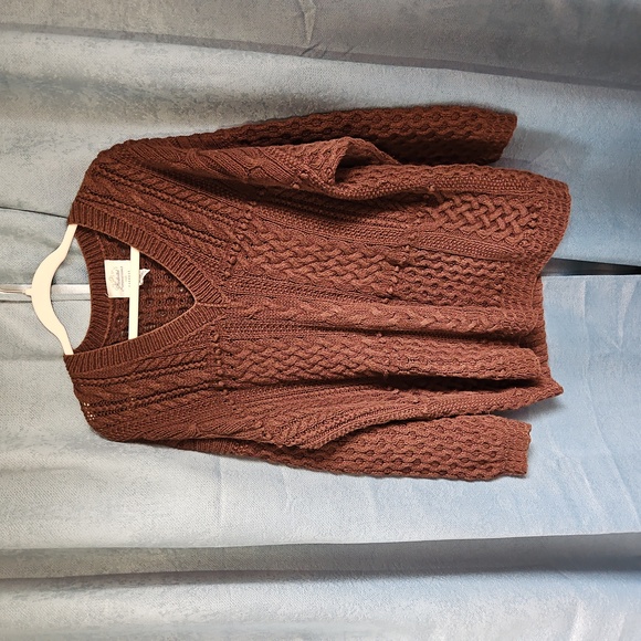 Vintage Handknitted C. Internationale Express Brown V-Neck Tunic Sweater-Large - Picture 1 of 6